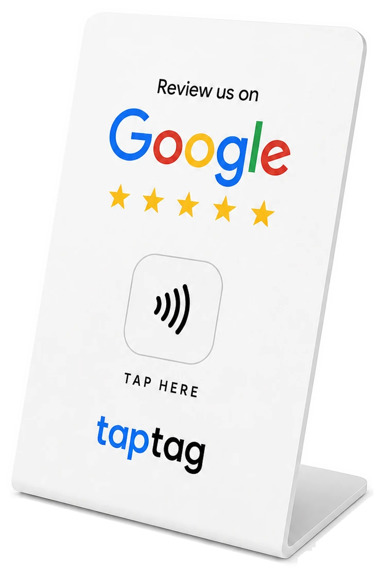 TapTag stand, angled view
